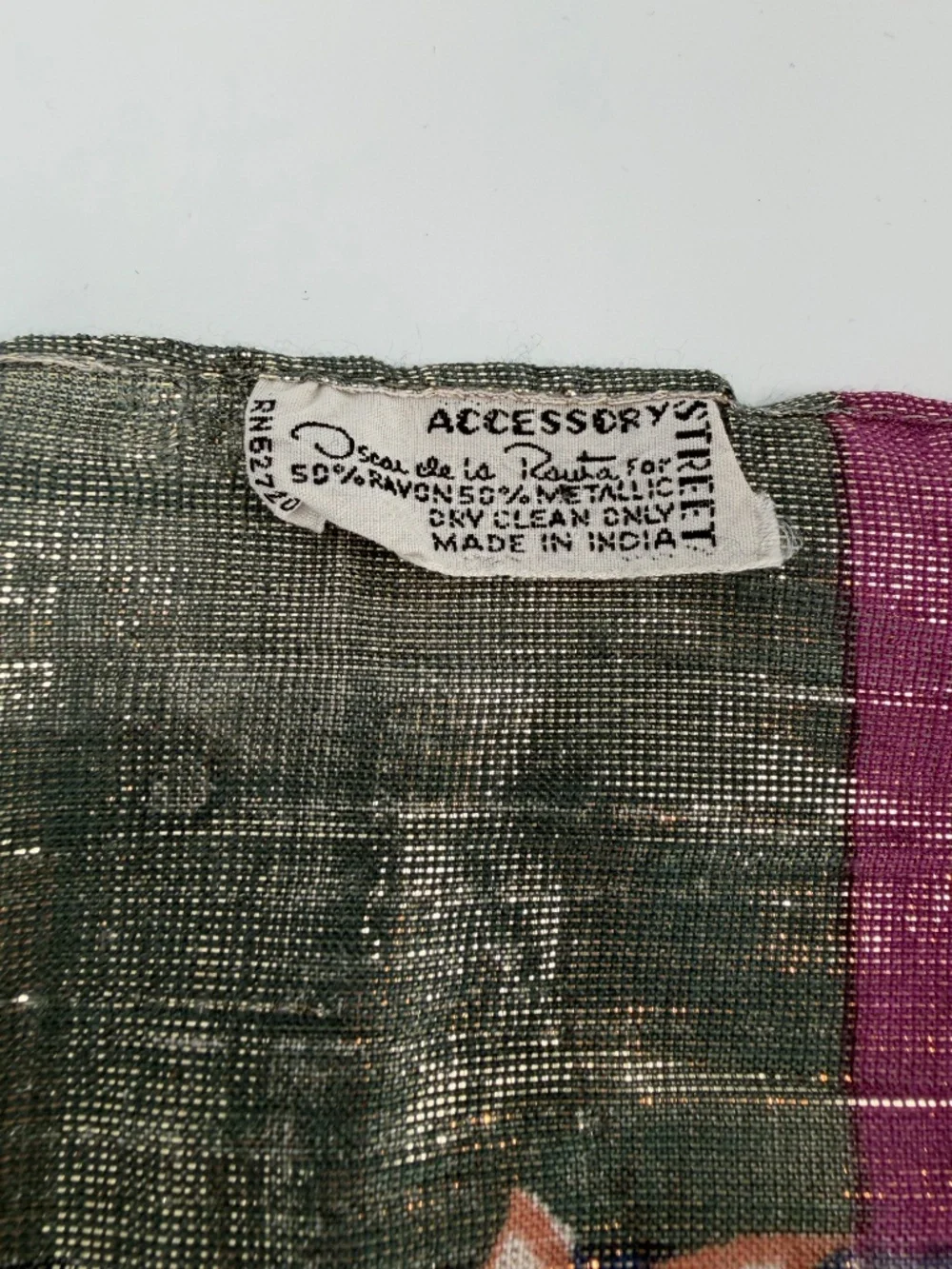 Vintage Oscar de la Renta Silk Blend Paisley Floral Scarf Sarong Wrap